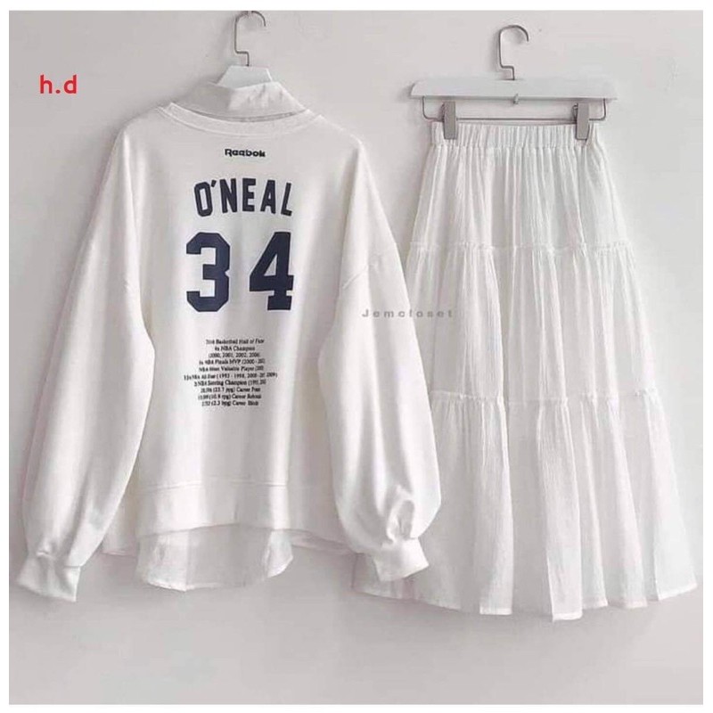 Sét áo 34+áo sơ mi+chân váy ba tầng Hđ12 , Áo thun nam nữ, quần kaki, quần nữ, sét bộ mặc ở nhà MODY