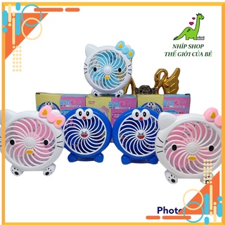 Quạt sạc tích điện cầm tay - Quạt doremon,kitty gấp gọn - Nhíp Shop