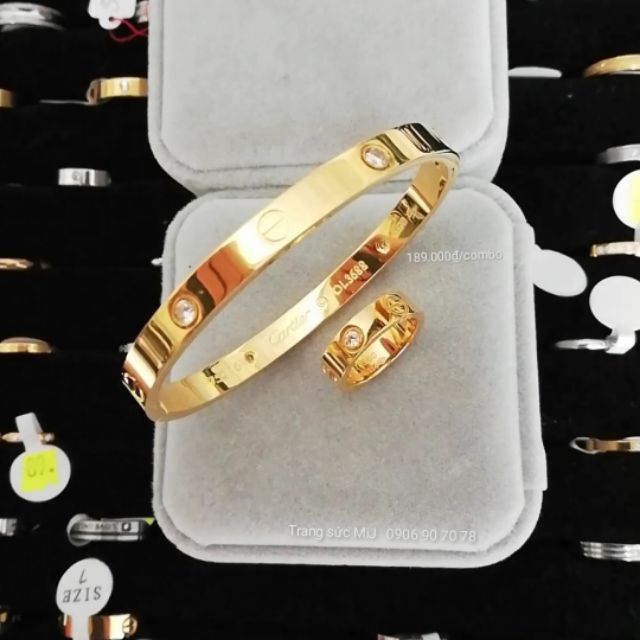 COMBO VÒNG TAY _ NHẪN TITAN ĐÍNH ĐÁ LOẠI 1