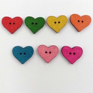 Set 10 nút gỗ hình trái tim