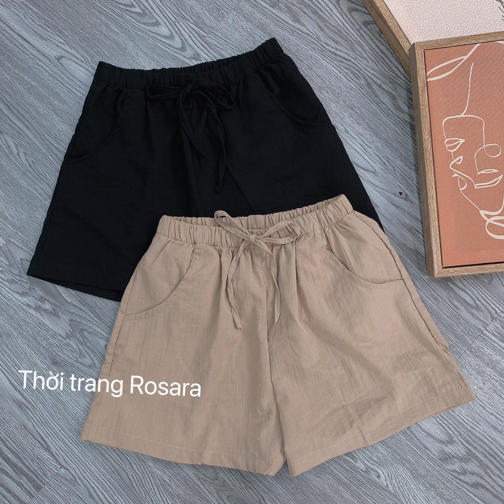 Quần shorts thời trang nữ đẹp ống rộng cạp chun chất đũi Rosara SP99 | BigBuy360 - bigbuy360.vn