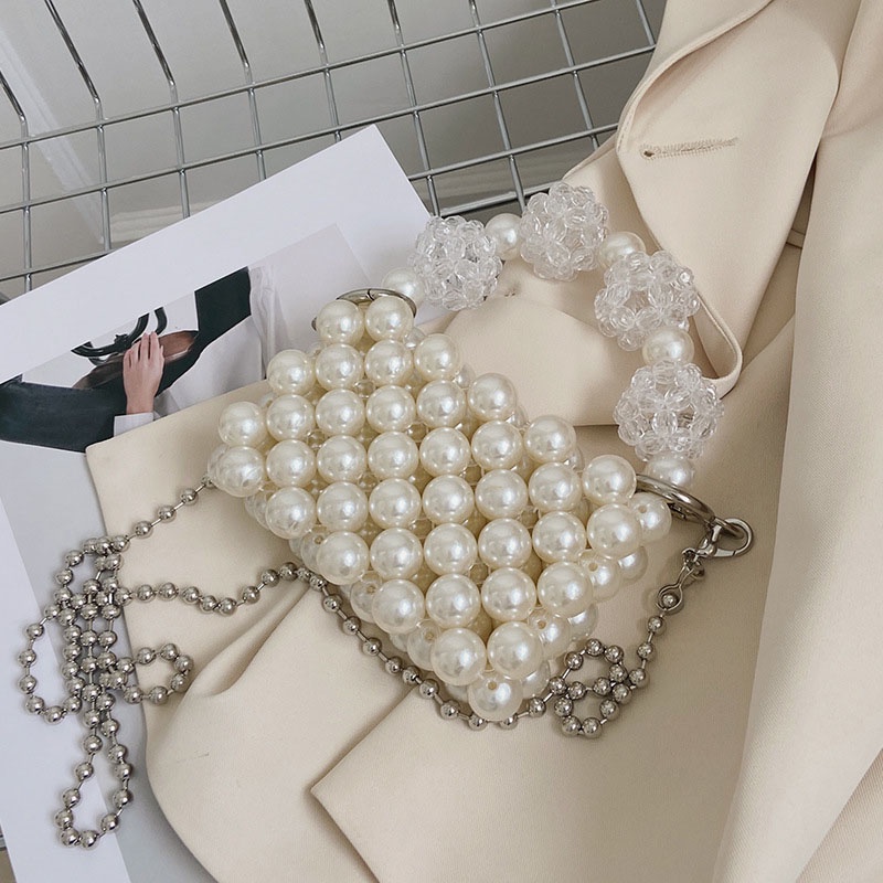 Túi Xách Đính Ngọc Trai Phối Dây Xích Thời Trang Dành Cho Nữ