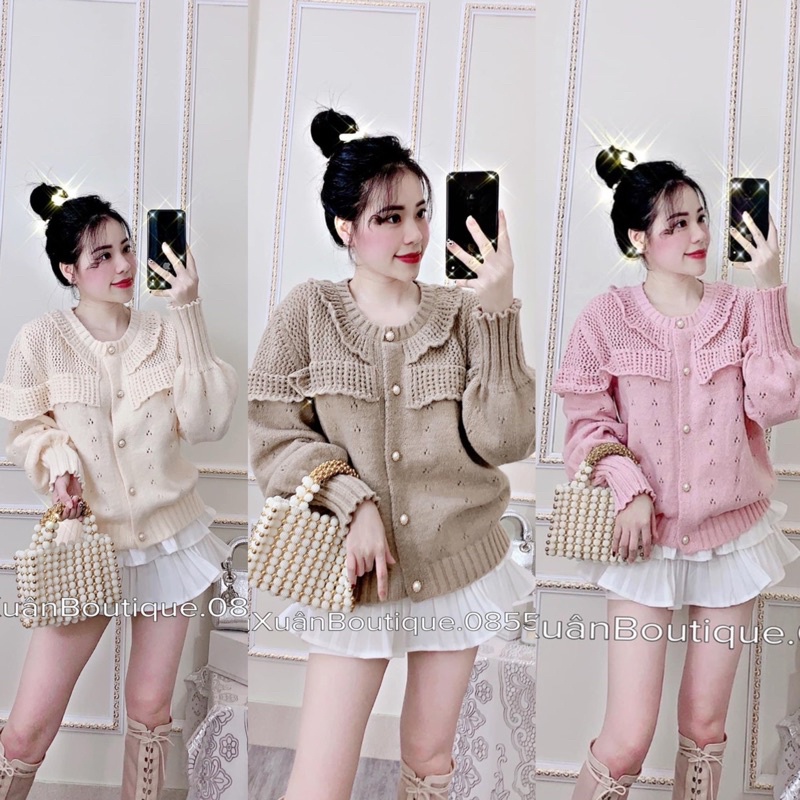 Áo Len Quảng Châu Khuy Ngọc 4 Màu Siêu Xinh, Áo Len Dày Có Ảnh Thật Kèm Video