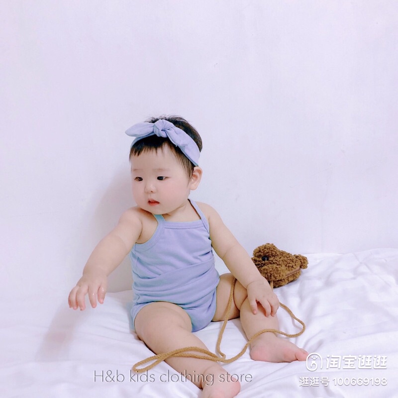 Set bộ 2 dây cotton mát cao cấp quần chíp rời kèm tu ban siêu xinh bé gái 5-15kg