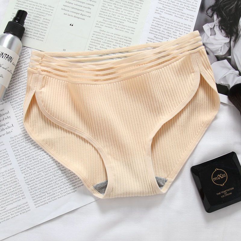✨Ready Stock✨ Women's Mid Waist Breathable Seamless Solid Color Panties Briefs