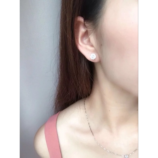 Bông tai hoa tai đá nụ tròn bạc Ý S925 MiASJ kết đá Cz cao cấp siêu sáng nhiều size