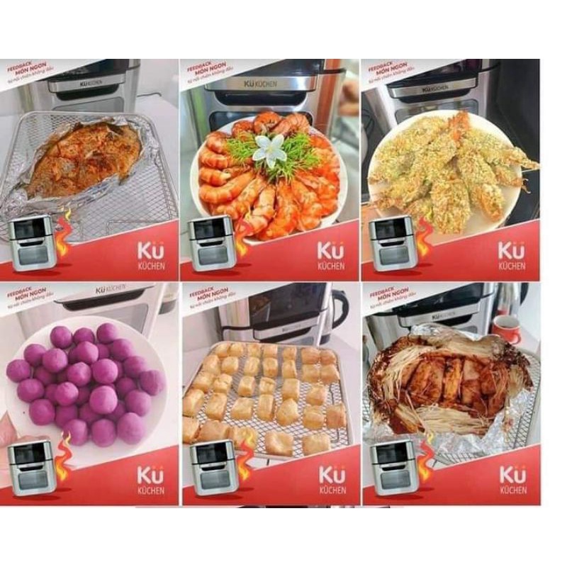 Nồi chiên không dầu KUCHEN 12l, 11 chương trình nấu định sẵn, thay thế 9 thiết bị khác trong nhà bếp