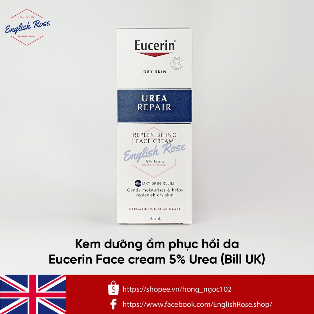 (Bill UK) Kem dưỡng ẩm phục hồi da Eucerin Dry Skin Relief Face Cream Urea Repair 5%
