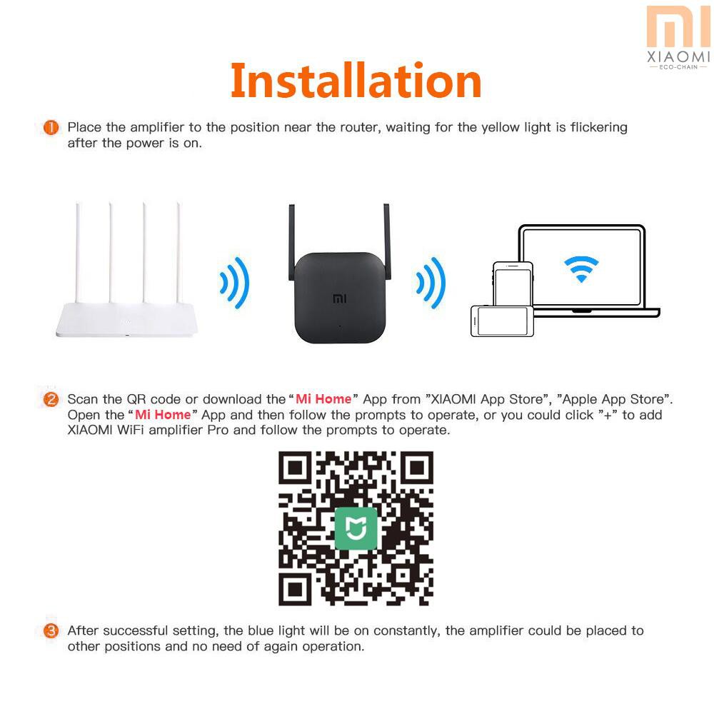 S☆S Xiaomi WiFi Amplifier Pro 300Mbps 2.4G Wireless Repeater with 2*2 dBi Antenna Wall Plug WiFi Range Extender Signal B