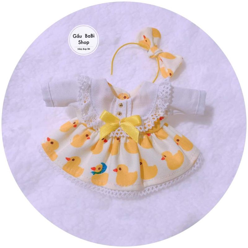 Set đầm kèm băng đô cho búp bê size ob11, ddf, 5inch, 1/8 bjd, bru, baboliy, 1/6 blythe, babies, xinji, animator