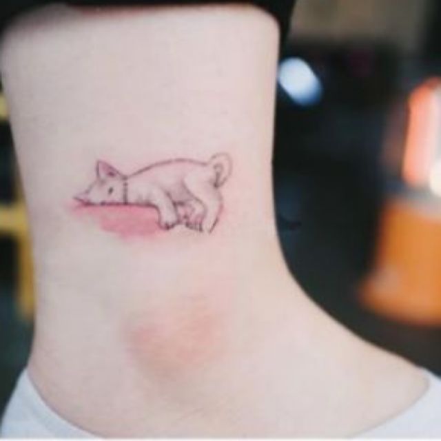 Hình xăm tatoo mèo lười h03 c006. Xăm dán tatoo mini tạm thời, size <10x6cm