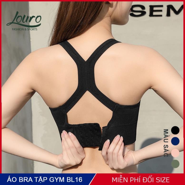 Áo bra tập gym nữ cao cấp Louro BL16, kiểu áo tập gym nữ quai chéo cực đẹp, có mút nâng ngực, thoáng mát ⚠️ '