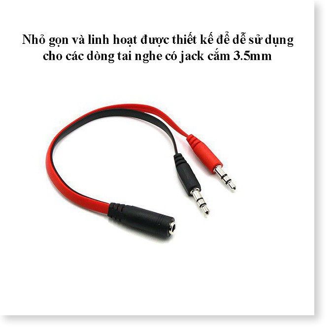 Jack chuyển đổi tai nghe 3.5 sang Audio &amp; Mic dùng trên laptop máy tính, Cáp Chia 3.5mm