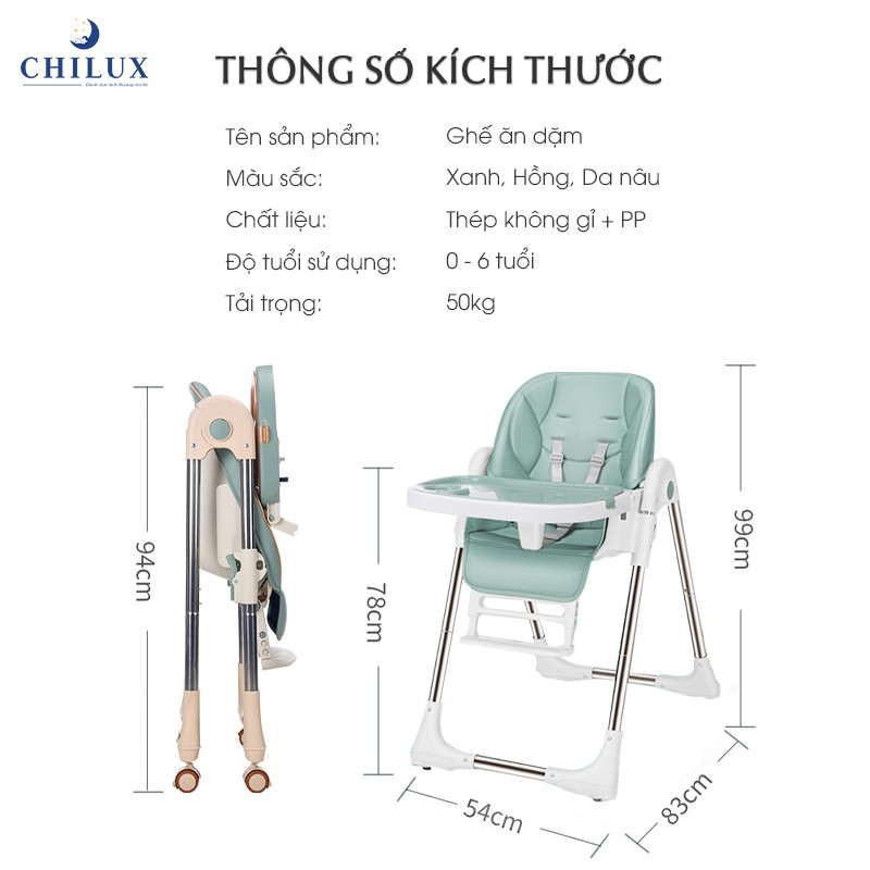 Ghế ăn dặm cao cấp Chilux Grow S - Có thể gấp gọn, điều chỉnh độ cao tiện lợi trong quá trình sử dụng