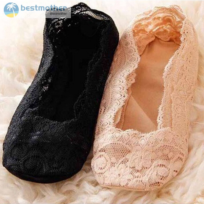 Đôi vớ cổ ngắn phối ren chống trượt kiểu dáng thời trang cho nữ