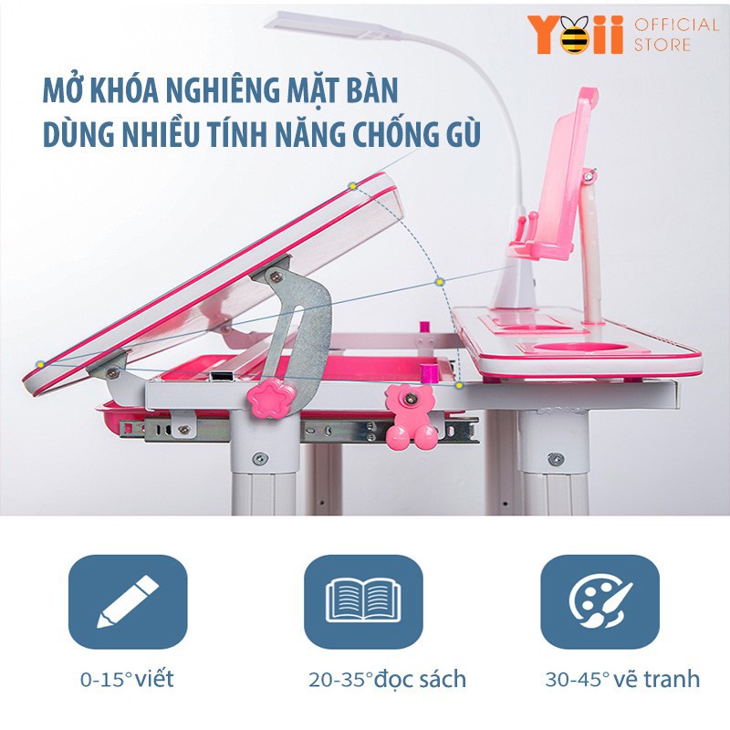 Bộ bàn ghế học sinh trẻ em thông minh chống gù chống cận kích thước lớn B02 50 x 70cm - Tặng kèm đèn LED 3 chế độ | BigBuy360 - bigbuy360.vn