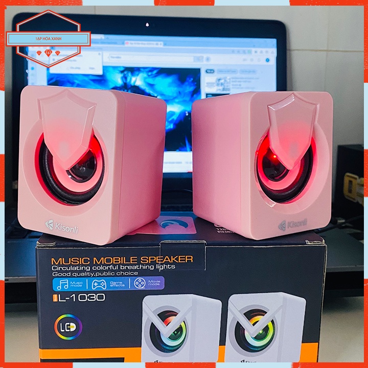Loa Máy Tính KISONLI Để Bàn Có Dây LED RGB Dễ Thương Loa Vi Tính Nghe Nhạc Laptop Pc Mini Chính Hãng
