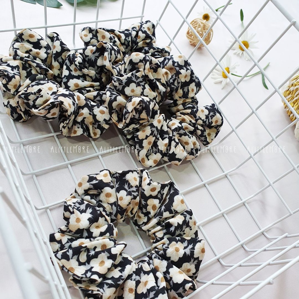 Dây Buộc Tóc Scrunchies AlittleMORE Hoa Nhí Họa Tiết Xinh Xắn Nữ Tính Cột Tóc Đẹp Dễ Thương