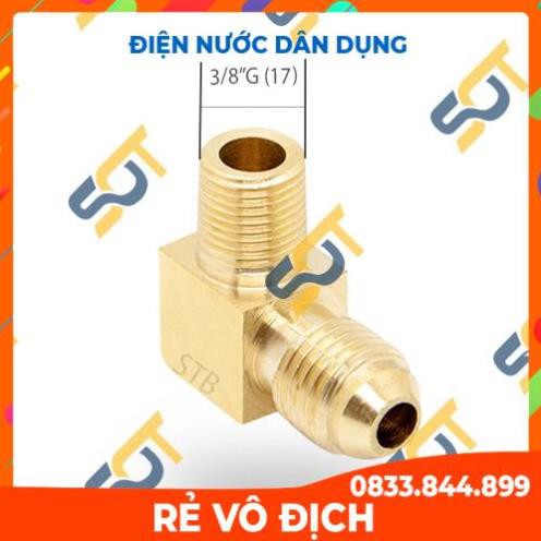 [Mã FREESHIP hoàn 50K] -  Co ren ngoài 3/8 (17), 1 đầu côn lồi NPT (Brass Flare Fitting Male Elbow 90)