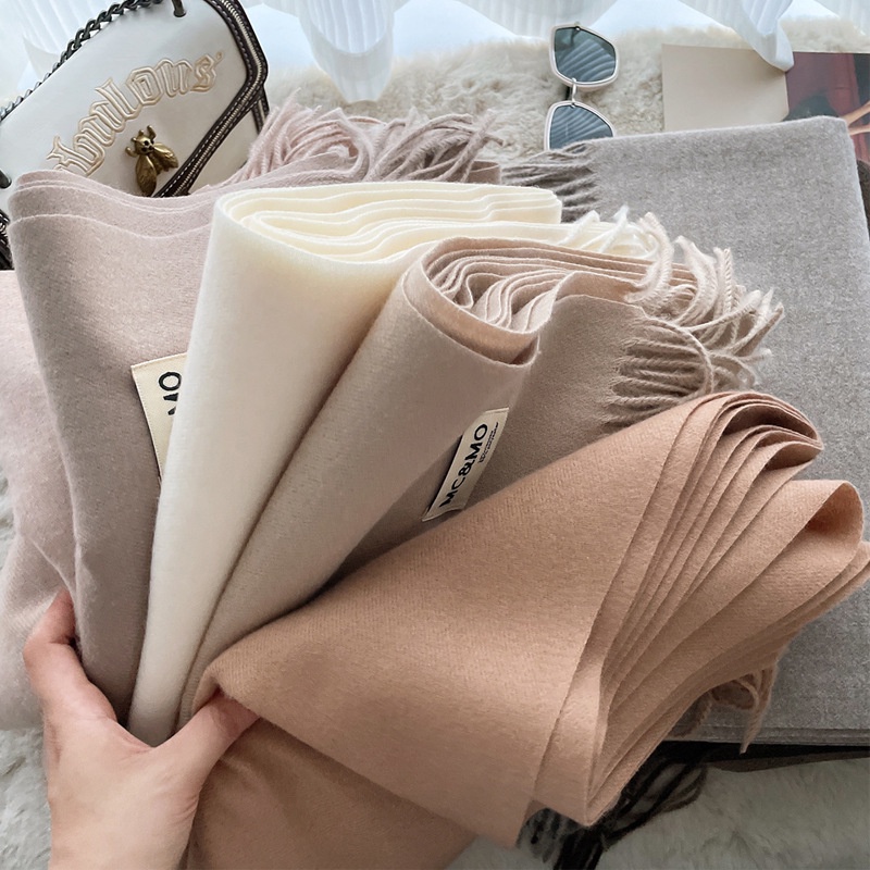 Khăn choàng MC&amp;MO quàng cổ mùa thu đông nam nữ khăn cashmere màu trơn cao cấp 200x70cm - Mã CA02 The Collar Box