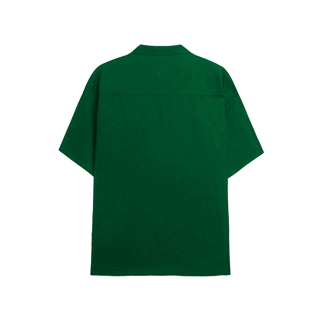 Áo sơ mi tay ngắn màu xanh lá, thiết kế form rộng thoáng mát thương hiệu 2000s Store