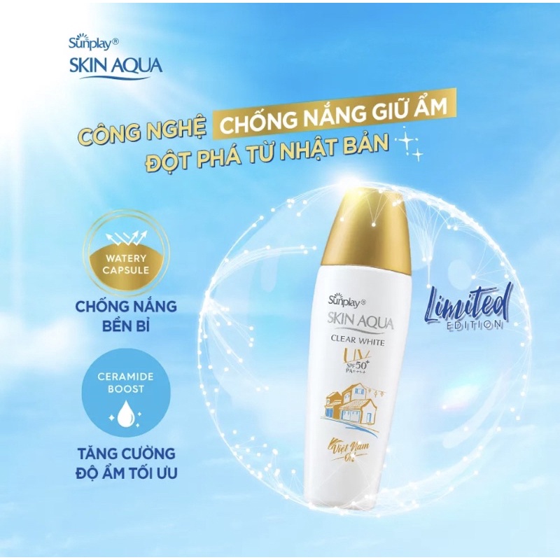 Sữa chống nắng hằng ngày dưỡng trắng cho da dầu Sunplay Skin Aqua Clear White SPF 50, PA++++ 25g