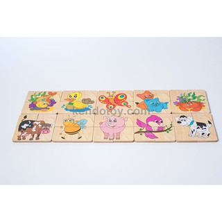 Bộ ghép hình 10 con vật, Puzzle thú nhiều mảnh, Đồ chơi gỗ thông minh