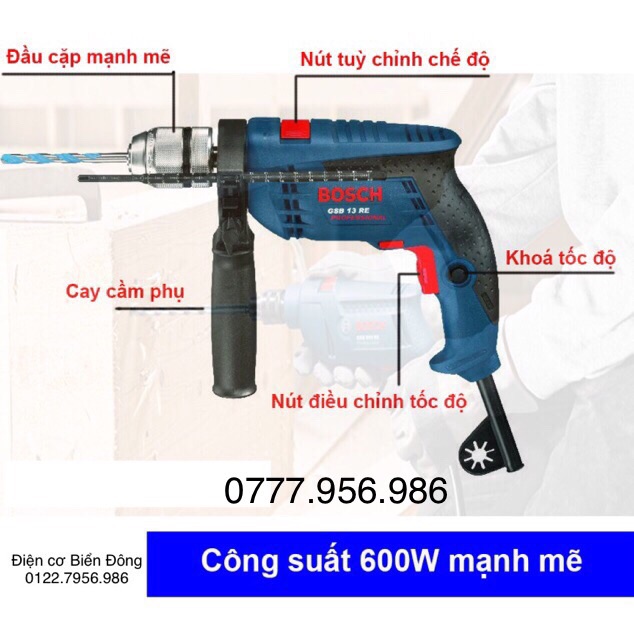 Máy khoan 🔥FREESHIP🔥 Tặng đầy đủ thướt đo, khóa khoan, mũi khoan Máy khoan BOSH 13RE khoan sắt tường gỗ tôn bắn vít