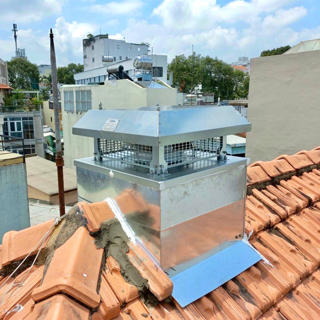 Quạt ly tâm hút khí nóng - gắn mái giếng trời VORTEX, hút triệt để nóng, ẩm, mùi - lưu thông, làm mát không gian