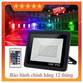 Đèn pha led đổi màu 50w, đèn hắt, đèn chiếu biển quảng cáo, đèn chiếu nhà xưởng, sân vườn có điều khiển