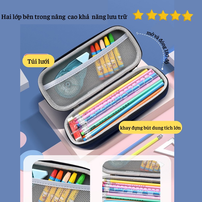 Hộp bút, hộp đựng bút 3D siêu nhẹ in hình hoạt hình xinh xắn cho bé trai bé gái Xu Xu Kids
