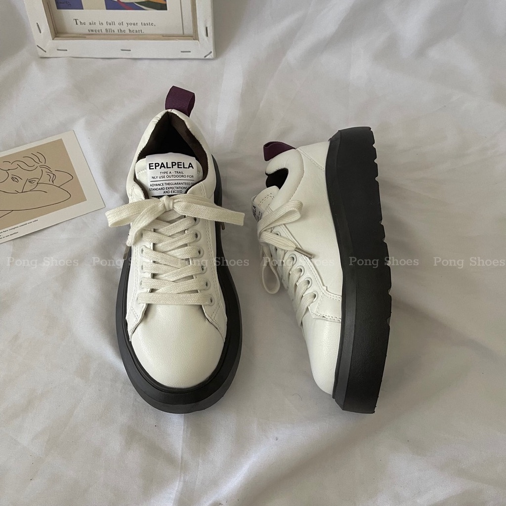 Giày Sneaker PongShoes phong cách Ulzzangs màu đen, trắng FULL HỘP Mã 1421