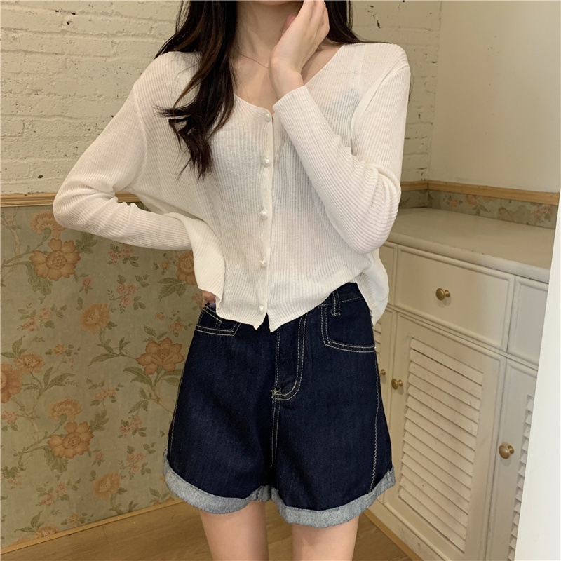 Áo khoác cardigan tay dài cổ chữ v phong cách mùa hè thanh lịch dành cho nữ