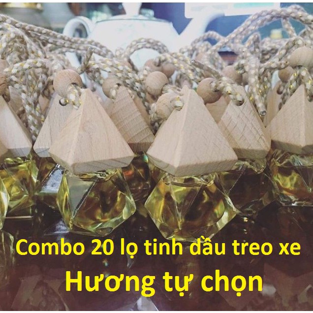 Combo 20 Lọ tinh dầu treo xe ô tô, treo phòng hương tự chọn