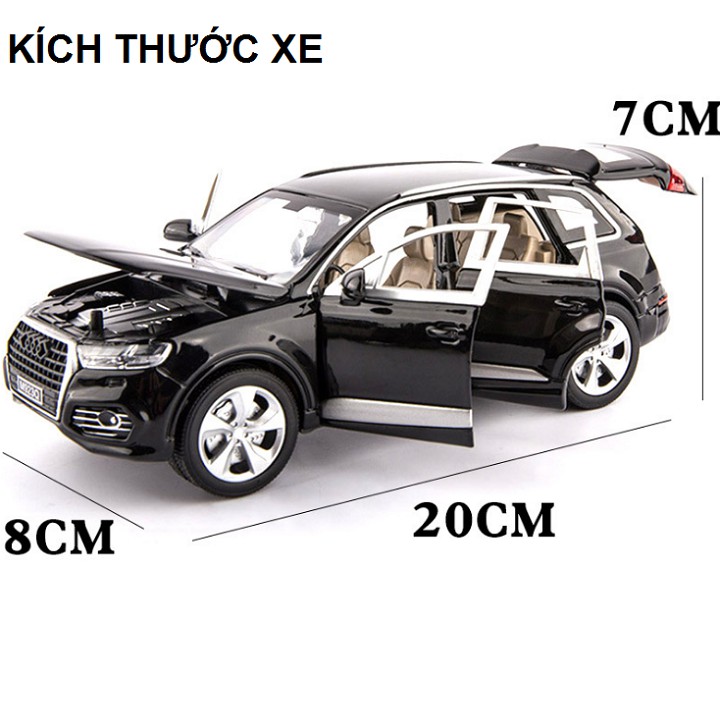 Mô hình xe ô tô audi Q7 XLG tỉ lệ 1:24 bằng sắt mở các cửa có đèn và âm thanh