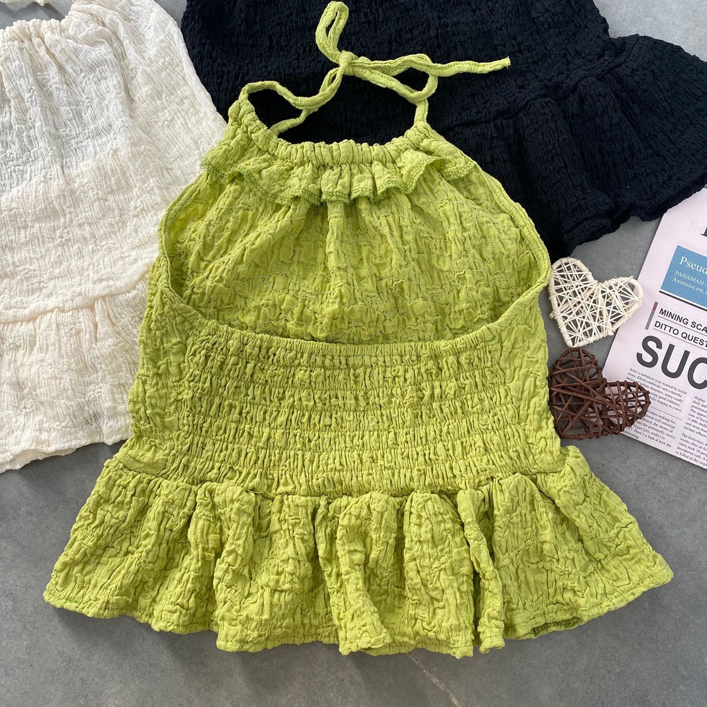 ÁO YẾM CHẤT LIỆU DÀU DẶN BA MÀU XINH XẮN CHO NGÀY HÈ - LONI CROPTOP