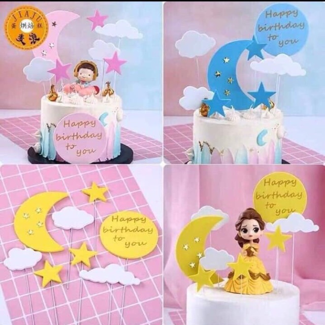 Set Trăng Mây Xốp set 7 que trang trí bánh kem