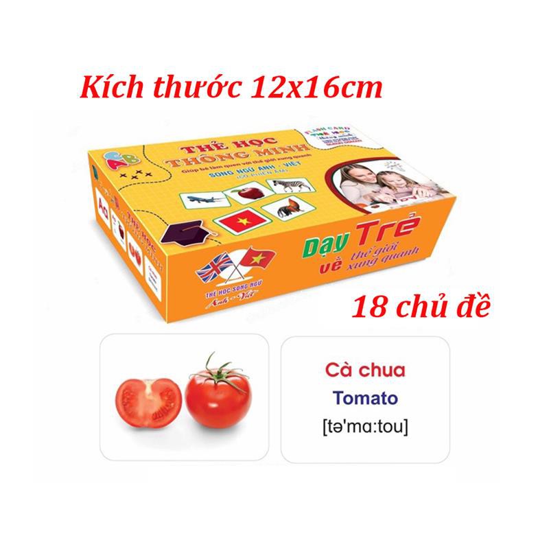 Bộ thẻ học thông minh 18 chủ đề to 12x16cm tặng bộ chữ cái và số