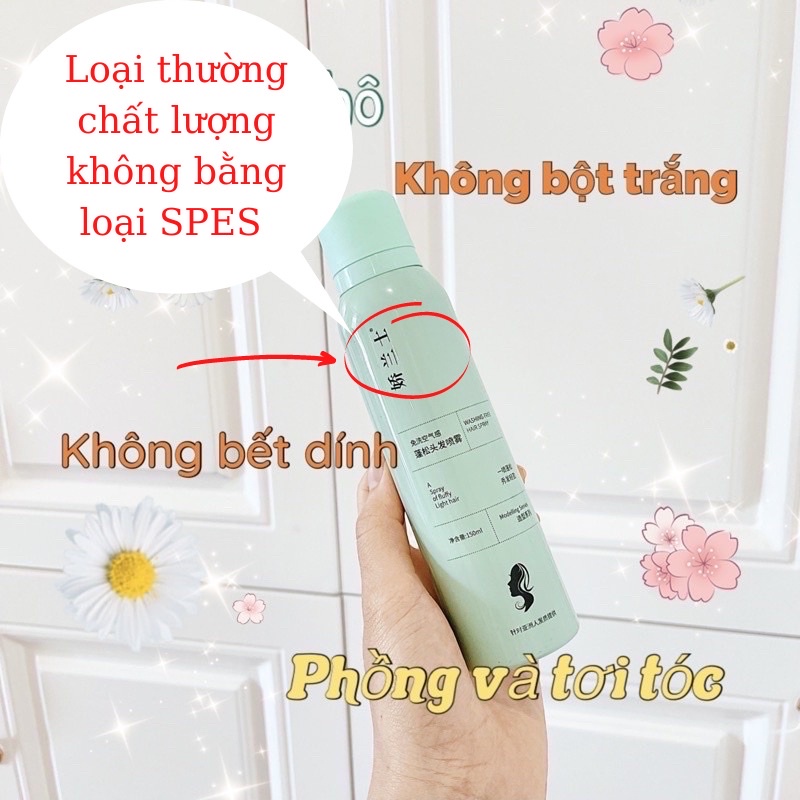 Dầu gội khô SPES dạng xịt nội địa Trung hot Tiktokk không bột trắng giúp tóc bồng bềnh suốt 8 giờ