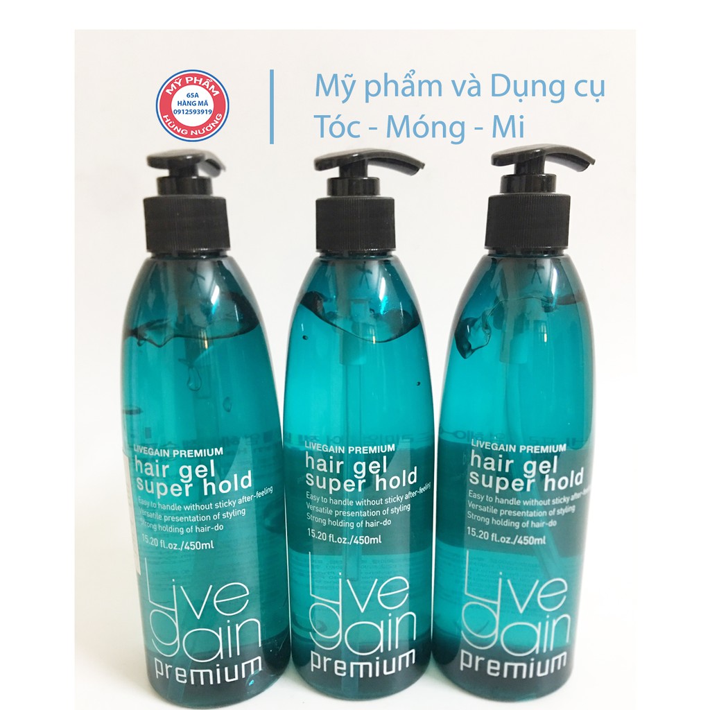 Gel tạo kiểu Livegain 450ml cứng và mềm, giữ nếp tóc bền lâu, bóng đẹp, tạo kiểu tóc