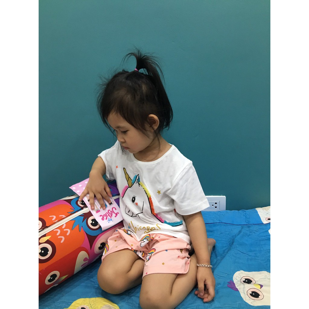 Bộ cotton Pony Kỳ Lân hồng siêu xinh