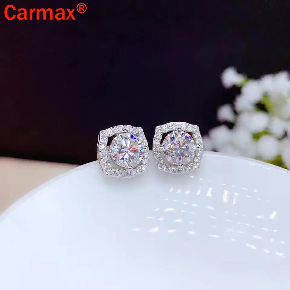 Bông tai hình moissanite thời trang cổ điển độc đáo cho nữ