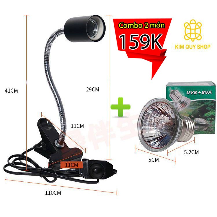 Combo Kẹp đèn và đèn uvb+uva 3.0