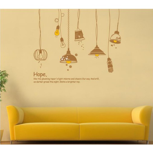 Decal trang trí bóng đèn dây Vintage ( 8 bóng mờ )