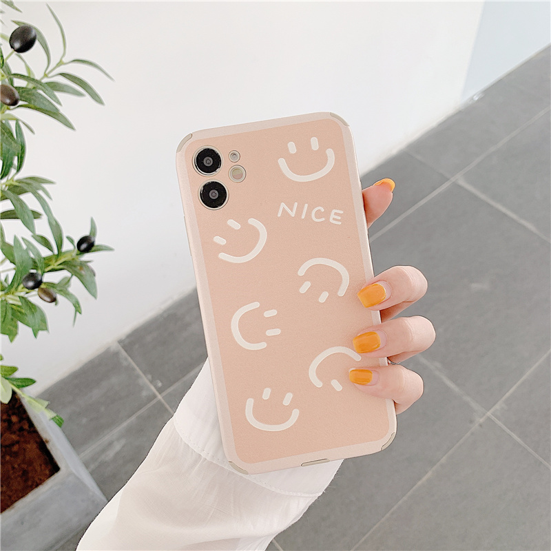Ốp điện thoại da in hình tranh sơn dầu mặt cười bảo vệ ống kính cho iPhone 12 Pro Max iP11 X XR | BigBuy360 - bigbuy360.vn