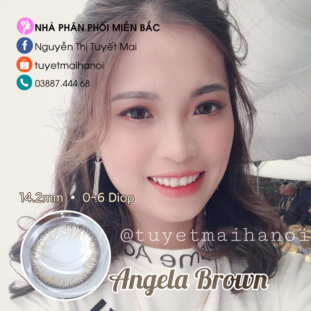 [ Ảnh Thật ] Lens Cận Nâu Tự Nhiên Angela Brown 14.2mm - Kính Áp Tròng Hàn Quốc Vassen Sexy Me