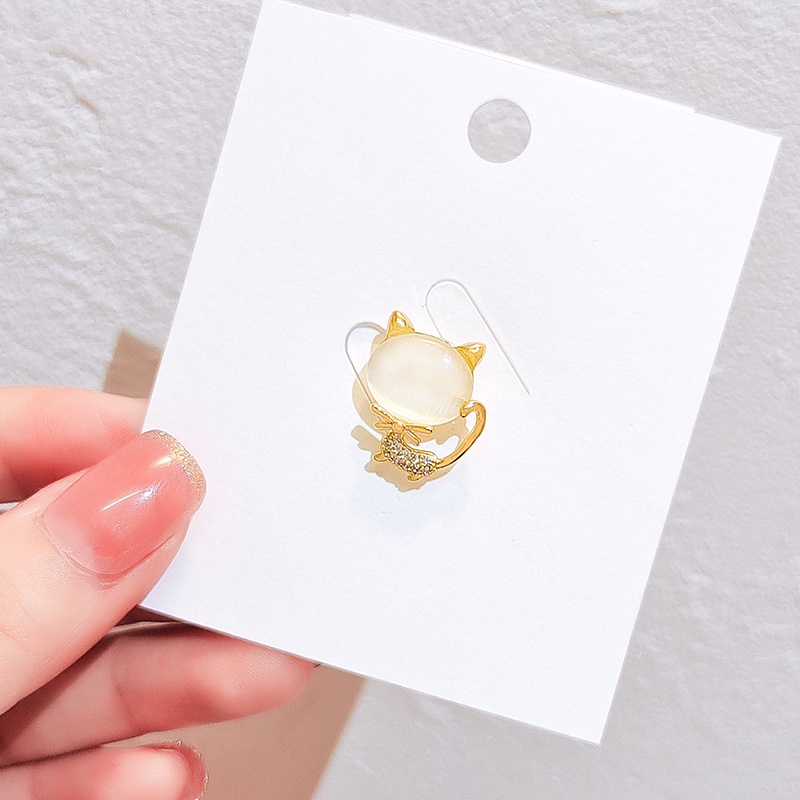 Ghim cài áo JIUDUOLAN thiết kế mèo hoạt hình đính đá opal nhân tạo thời trang đa năng dành cho nữ