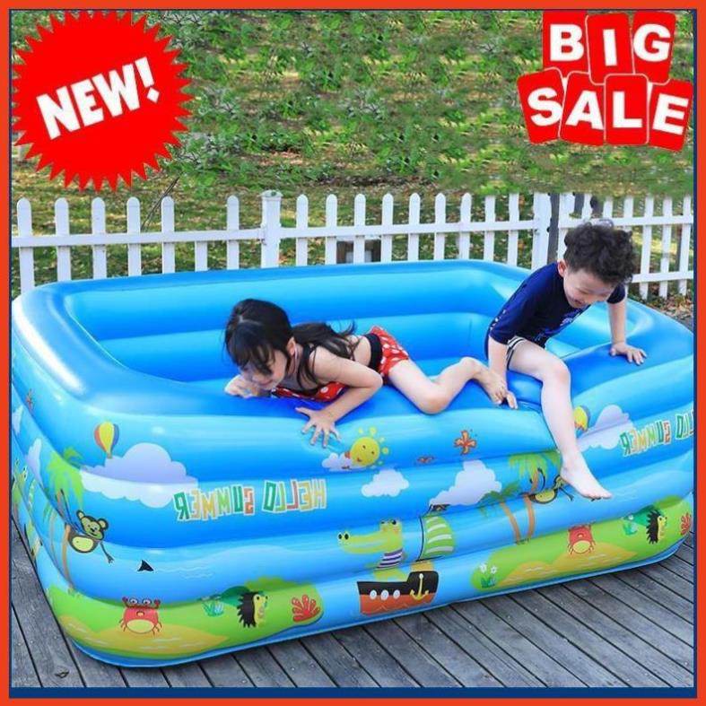 Big sale -  Bể bơi phao cho bé loại nào tốt,Bể bơi phao trong nhà, hình chữ nhật kích thước 180cm