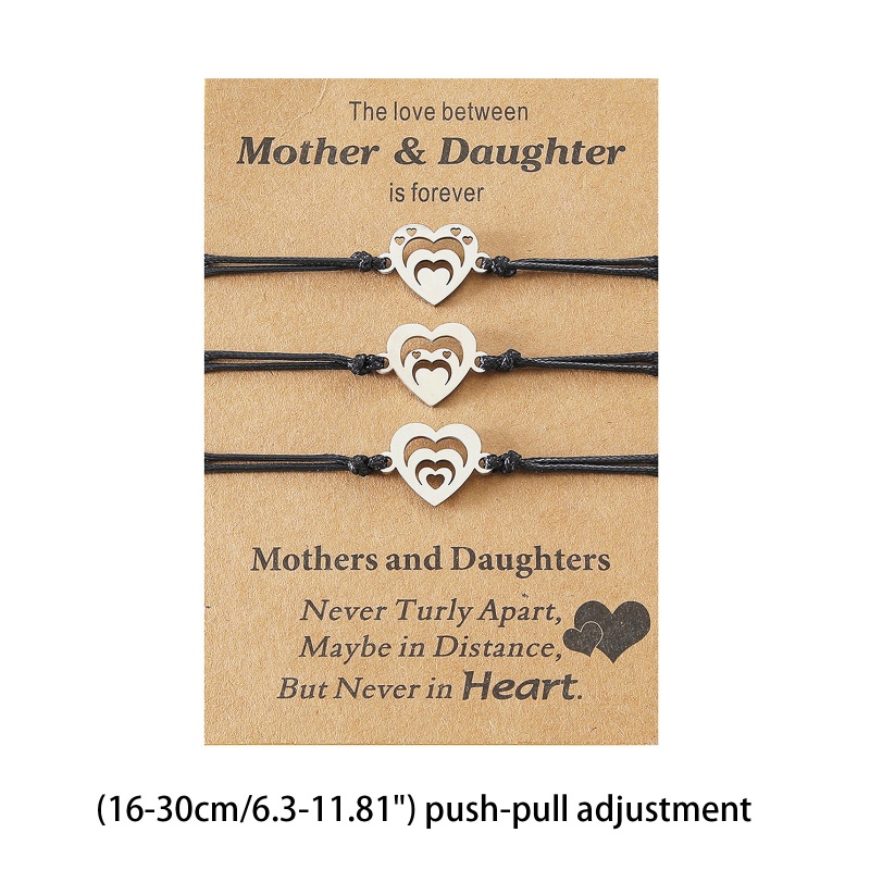 Set 3 Vòng Tay Bằng Thép Không Gỉ Hình Trái Tim Đôi Cá Tính Cho Mẹ Và Con Gái