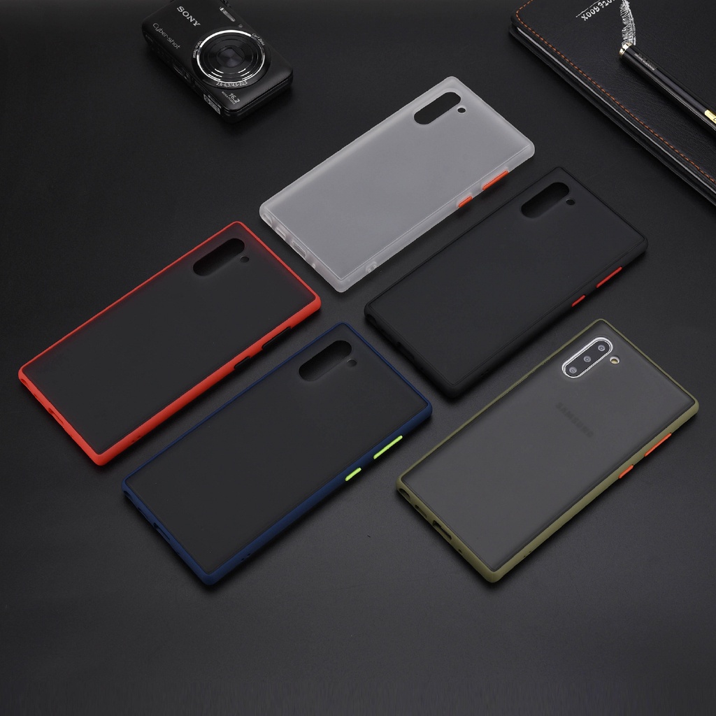 Ốp điện thoại mặt nhám viền màu thời trang chống sốc cho Samsung Note 8 9 10 10+ Pro Plus J6 Prime J8 2018